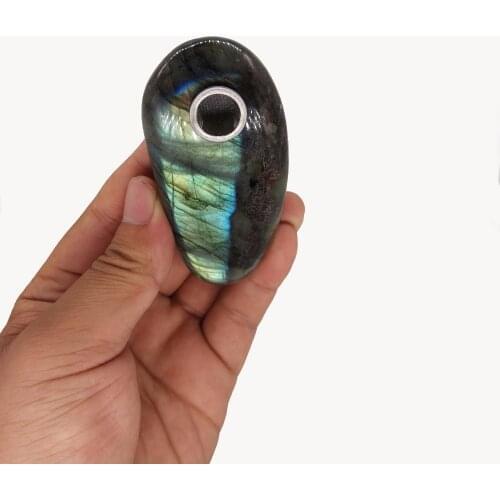 1PC 100% Natural Quartz crystal Labradorite Stone free smoking pipe 4.5cm to 7cm length