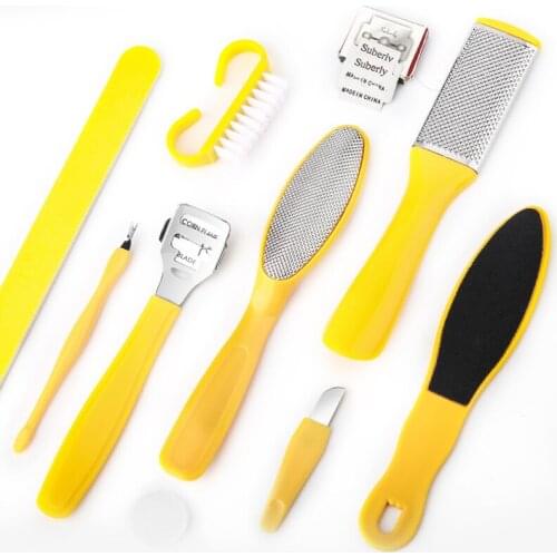 Professional 10 in 1 Pedicure Tools Set Foot Care Kit Stainless Steel Foot Rasp Dead Skin Remover Foot File Clean Toenail Care
