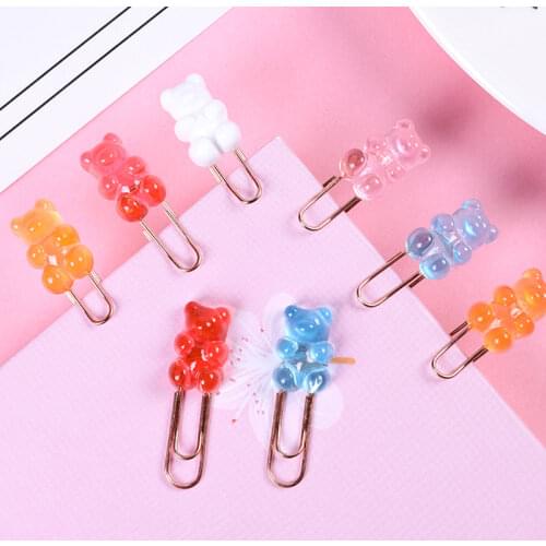 2pcs/bag Cartoon Rainbow Bear Paper Clip Bookmark Folder Office Metal Special-shaped Paper Clip Stationery Accessories