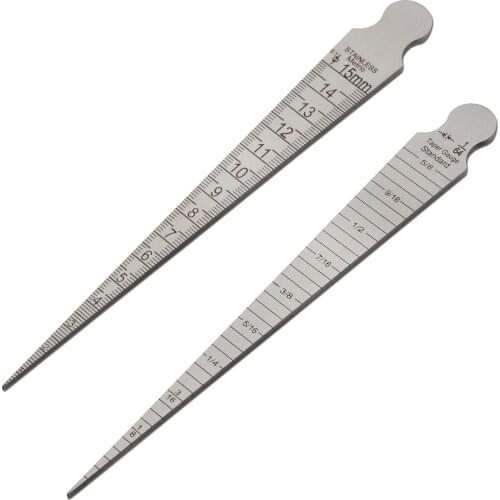 2PK 1-15mm 1/32-5/8 Stainless Taper Welding Gauge Test Ulnar Welder Inspection for Measuring of Cylindrical Bores Inch & Metric