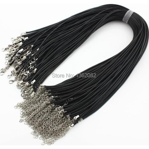 20pcs 2mm Twisted Braided Rope Black/Brown Leather Cord Chain 20" Necklace Silver Clasp String Rope MN346