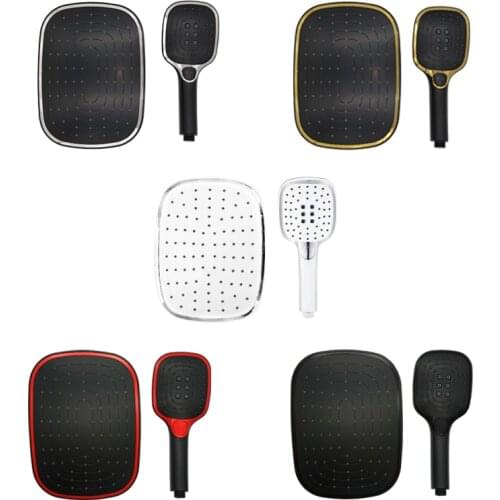 3 Function Luxury Black and White Hand Held Shower Head Removable Top Rainfall Spray Shower Head Set for Bathroom Wall Mounted