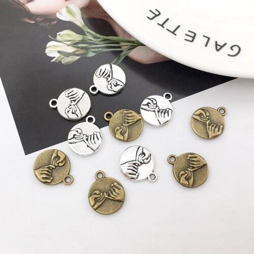30Pcs Pinky Promise Charms Pendants 14mm x 17mm DIY Jewelry Making Alloy Findings Accessory For Necklaces Earrings