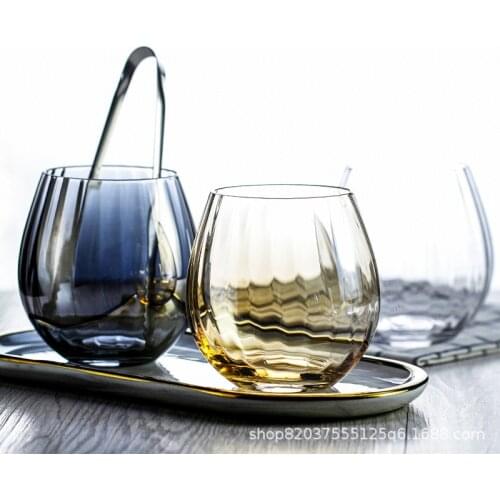 350ml Flower Bud Wine Glass Ins Style Multi-Purpose Whiskey Vodka Sake Fruit Wine Flat Cup 7 Color Amber Cola Juice Drinkware