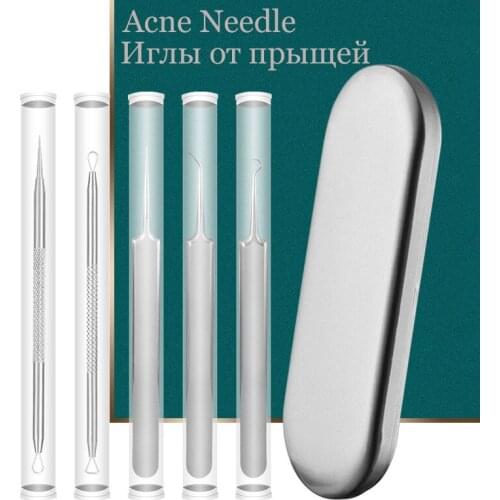 5Pcs Blackhead Acne Removal Needles Black Dots Cleaner Tweezer Stainless Steel Pimple Acne Extractor Face Skin Care Tool Needles