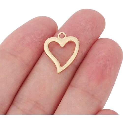 50 x Gold Tone Hollow Love Heart Charms Pendants Beads 2 Sided for DIY Earrings Bracelet Jewelry Making Accessories 18x15mm