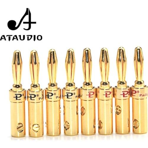 8 PCS ATAUDIO Gold-plated Speaker Banana Plug DIY HiFi Banana Jack Audio Cable Connectors 4mm
