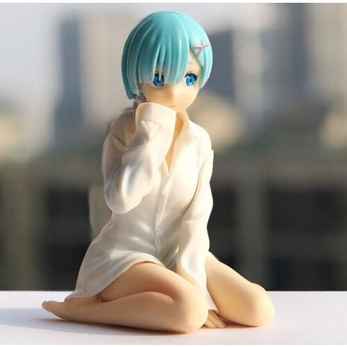 14CM Sitting Anime white shirt Re:Life in a different world from zero Brianna Knickerbocker Ram Rem doll Model toys Gift