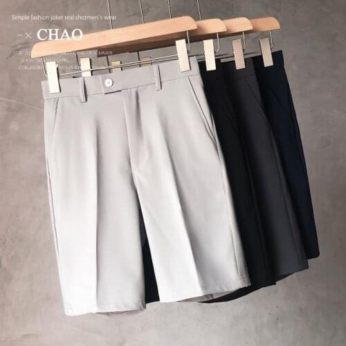 Brand Mens Clothing White Five-point Pants Men Summer Fashion Casual Straight Loose Office Shorts Drape Suit Shorts