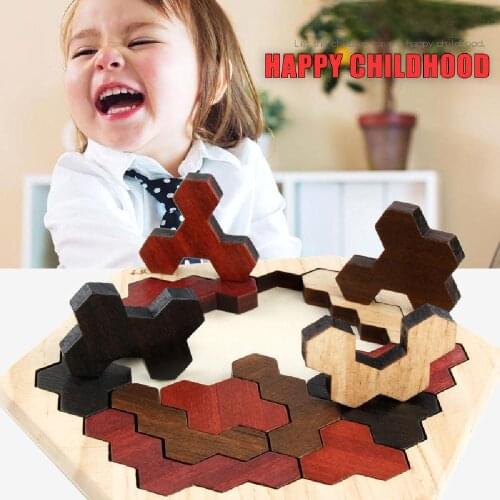 Wooden Hexagon Geometry Intelligence Game Childrens Montessori Educational Early Education Educational Toys Gift Jigsaw Block