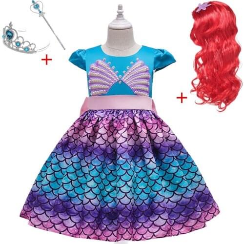 Mermaid Ariel Princess Girl Dress Cosplay Costumes for Kids Baby Girl Little Mermaid Dress Up Sets Children Halloween Clothing