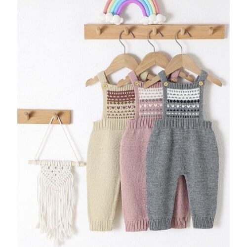 Pudcoco Baby Autumn Jumpsuit 2021 Knitted Square Neck Sleeveless Romper for Toddler Girls Boys 0-18 Months 3 Colors