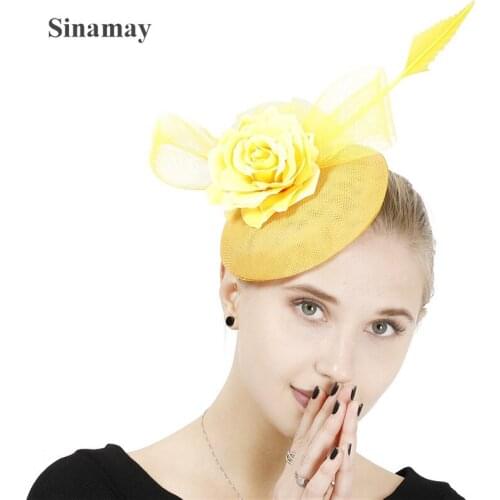 Elegant Cocktail Women Chic Fascinator Hat Headbands Wedding Party Church Headpiece Fashion Headwear Feather Hair Accessories