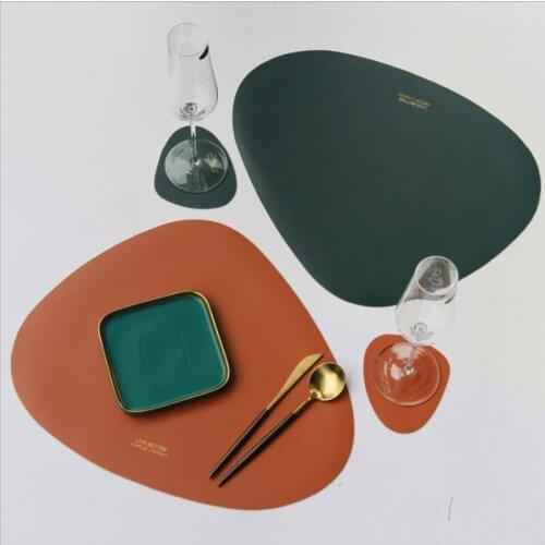 European-style leather placemat ins wind waterproof oil-proof insulation table mat net red restaurant steak pu western placemat