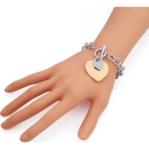 Fooderwerk Jewelry Fashion creative alloy heart-shaped bracelet Valentines Day heart set crystal bracelet simple trend jewelry