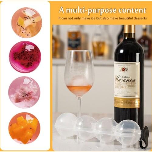 Four Hole Round Ball Ice Cube Mold DIY Ice Ball Maker Plastic Ice Mould Whiskey Ice Tray for Bar Tool Kitchen Gadget Accessories
