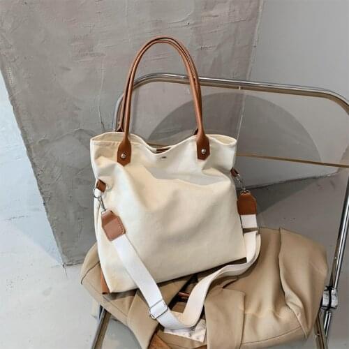 Canvas Diagonal Cross Bag Youth Fashion Casual Version Ladies Large Capacity Shoulder Bag Solid Color Women Messenger Bags