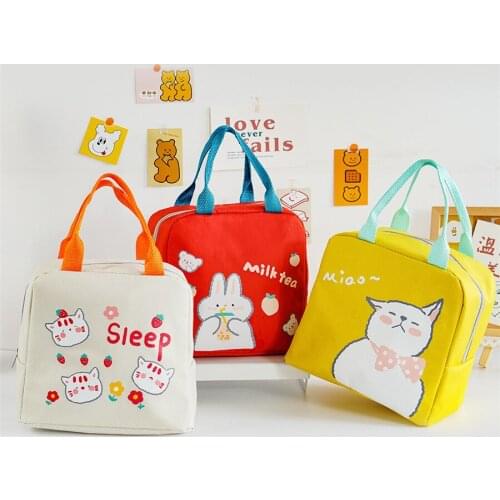 Zippered Insulation Bag for Lunch Box Office Worker Oxford Handbag Portable Canvas Bag F924