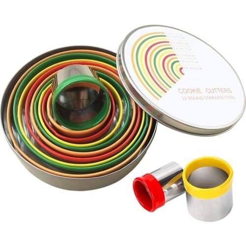 Quality 12 Piece Pastry Cutters Stainless Steel Baking Metal Circle Ring Molds Round Cutters for Muffins Crumpets Donuts & Sco