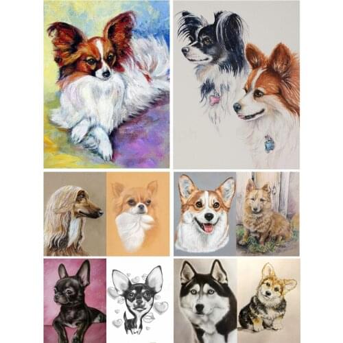 Colored Drawing Dog 5D Diy Full Square and Round Diamond Painting Pet Store Embroidery Cross Stitch Kit Wall Art Club Home Decor