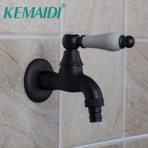KEMAIDI Ceramic Handle Washing Machines Oil Rubbed Bronze Bathroom Single Cold Wall Mounted B2109 Wash Basin Sink Faucet Tap