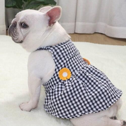 Plaid Pet Clothes Fat Dog Dress For Dogs Skirt Summer Bulldog Dog Dresses Medium Large Clothes For Dogs Clothes Pet Dress Pug