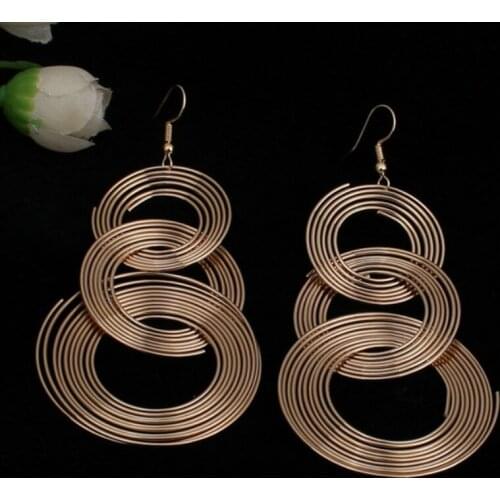 Korean Exaggerate Round Drop Earrings Long Multi-layer Circle Earrings for Woman Trendy Dangle Earring Fashion Jewelry
