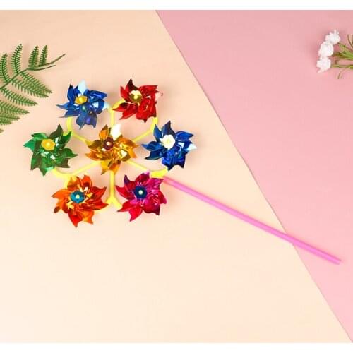 Colorful DIY Sequins Windmill Wind Spinner Home Garden Yard Decoration Kids Toy