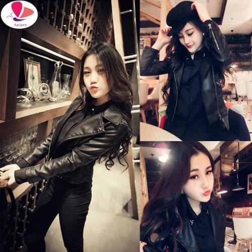 Pu Leather Jacket Women Fashion Bright Colors Black Motorcycle Coat Short Faux Leather Biker Jacket Soft Jacket Female Autumn
