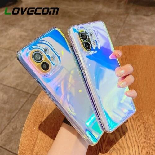 LOVECOM Purple Laser Colorful Phone Case For Xiaomi 11 10 Pro 10T Lite Poco M3 F3 Redmi K40 Pro Note 10 9 Pro Soft Clear Cover