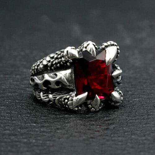 Vintage Mens Dragon Claw Rings 316L Stainless Steel Big Stone Rings for Men Punk Hip Hop Male Jewelry Accessories Party Gifts