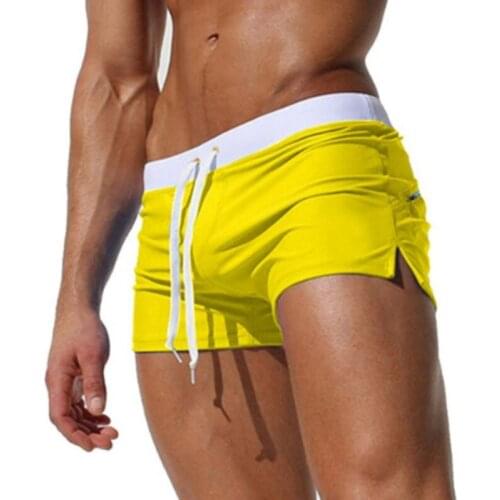 Men Swimsuit Beach Sport Swim Trunks Mens Drawstring Surf Swimming Shorts For Men Swimwear Boxer Quick Drying Briefs
