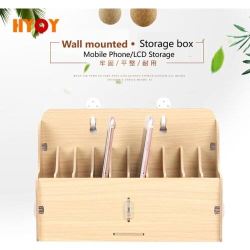Wall hanging type Mobile phone LCD screen Take in Storage box Multi-function woodiness Deposit case metope Display rack