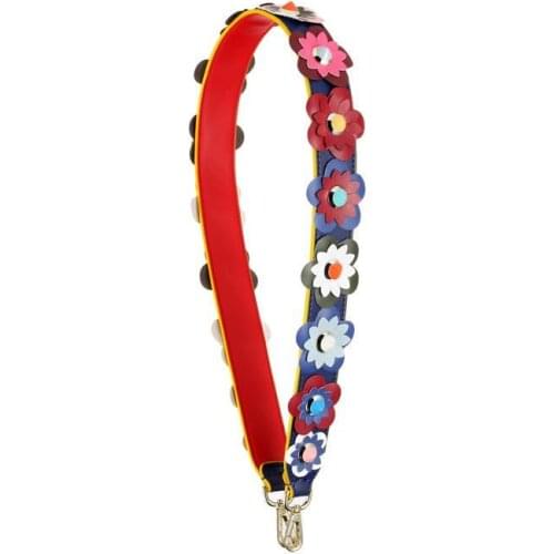 2017 New Strap You Genunine Leather Bag Straps Accessories Color Flowers Leather Handbag Luggage Replacement Parts For Women