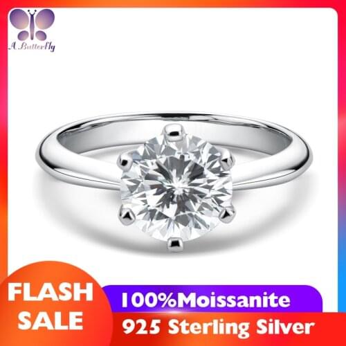 100% 925 Sterling Silver Moissanite Ring 1.0 Ct 3.0 Ct Round Cut D Colour Very Shiny Engagement Ring High Quality Jewelry