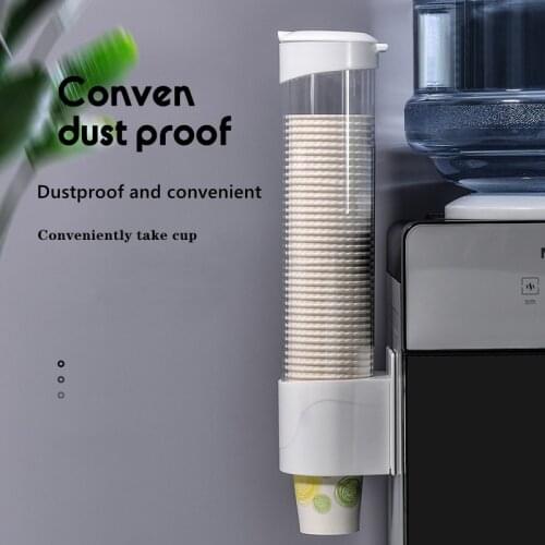 Disposable Paper Cups Dispenser Plastic Cup Holder for Water Dispenser Wall Mounted Automatic Cup Storage Rack Cups Container