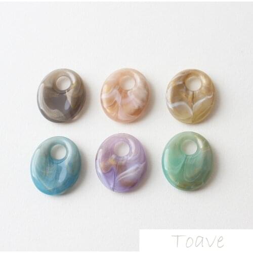Oval Resin Blooming Effect Gold Powder Hollow Pendant DIY Ear Stud Material Accessories 10pcs