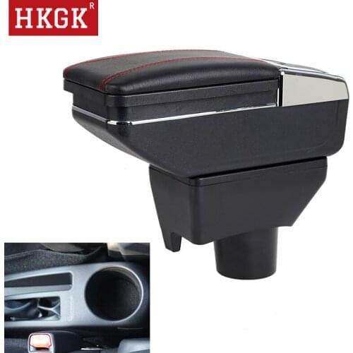 For Toyota Yaris L Sedan Vios Armrest box Dual Layer Rotatable PU Leather Center Console Storage Box USB Interface accessories