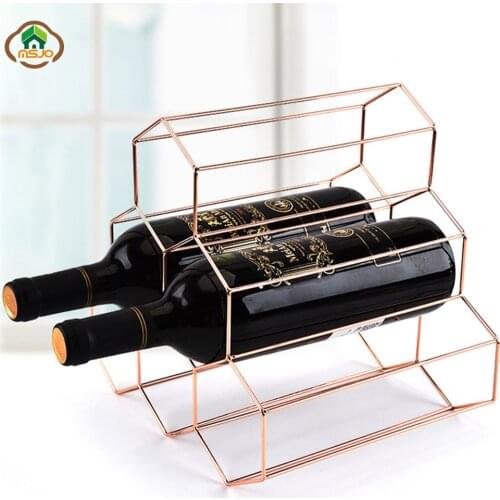 MSJO Shelf Organizer Display Home Decorations Kitchen Bar Storage Beehive Stand For Wine Rack Bottle Stainless Steel Gold Shelf
