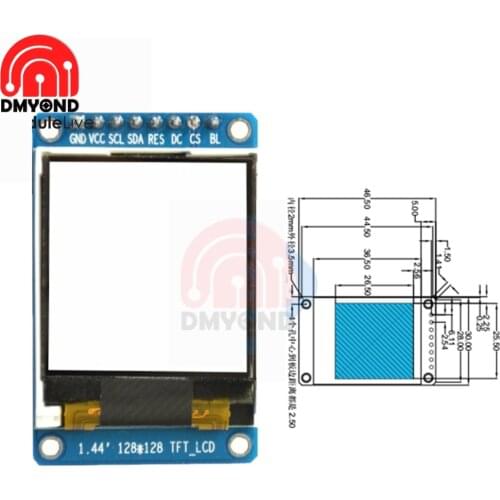 1.44 inch Serial 128x128 128*128 HD Full Color TFT LCD Display Screen Module 8 Pin 8P SPI Serial Interface ST7735S 3.3V 128 RGB