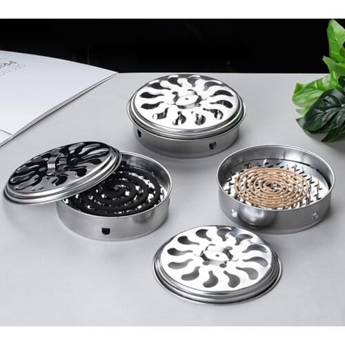 Mosquito Coil Holder Portable Mosquito Incense Burner with Lid Camping Garden Made of high quality metal material