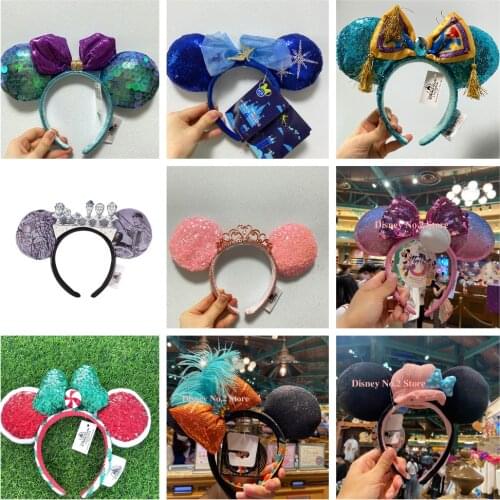 24 Designs Disney Mickey Minnie Headband Space Mountain headband Big Sequin Bows EARS COSTUME Headband Cosplay Girls Headband