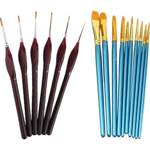 PPYY-16Pcs Artist Brush Set: 10Pcs Acrylic Watercolor Brush Round Pointed Tip & 6Pcs Fine Paintbrushes Detail Paint Brush Set