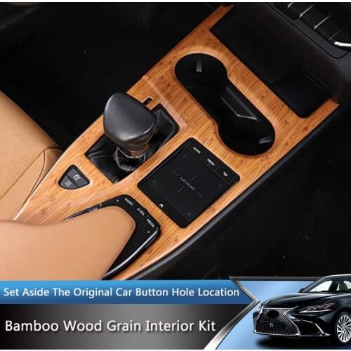 QHCP Gear Panel Rear Armrest Outlet Cover Inner Door Bowl Window Lift Button Sticker Trim Bamboo Wood Grain Fit For Leuxs UX260H