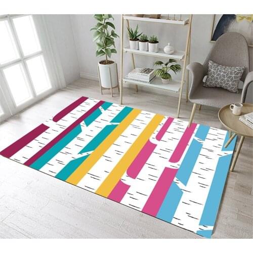 Colorful Striped Cartoon Abstract Trees Trunk Home Childrens Room Floor Cushion Kitchen Area Rugs Bathroom Carpets Non-Slip Mat
