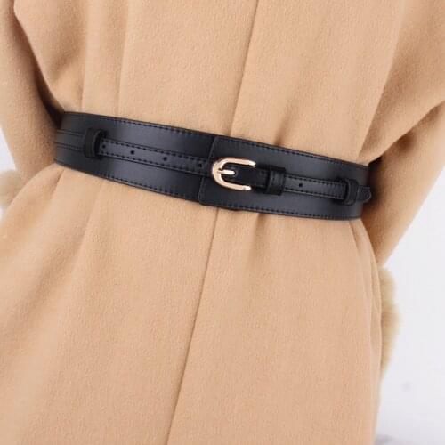Cow Genuine Leather Belts For Women High Quality Metal Gold Pin Buckle Belt NEW Wide Cowskin Casual Waistband Dress Coat Wedding