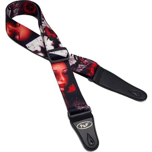 Blood Rose Pattern Guitar Strap Electric Guitar Acoustic Guitar Folk Guitar Bass Strap