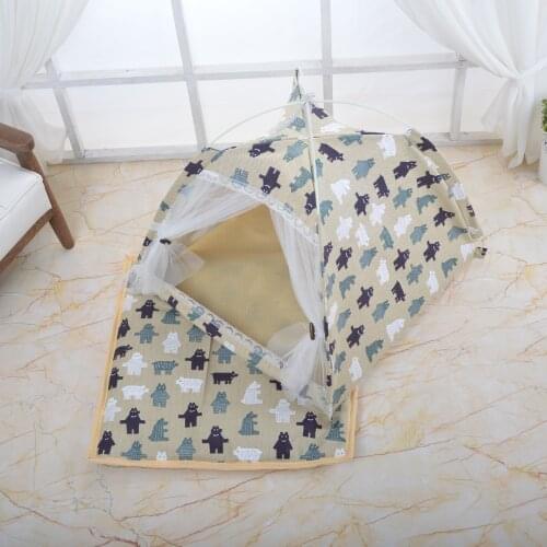 Stand dog tent cotton dog house four corner pet tent animal pattern pet tent four seasons pet house easy to clean and carry
