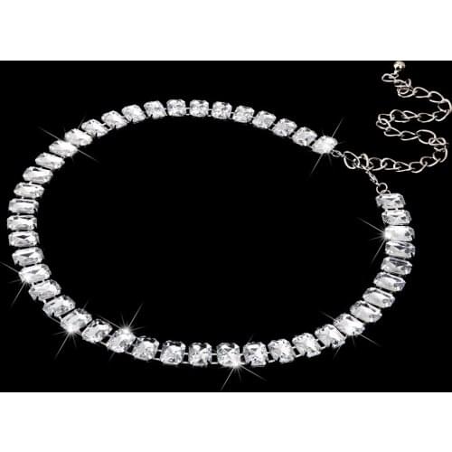 Rhinestone Chain Waist Belt Hip Metal Stretch Women Belt Wedding Dress Belt