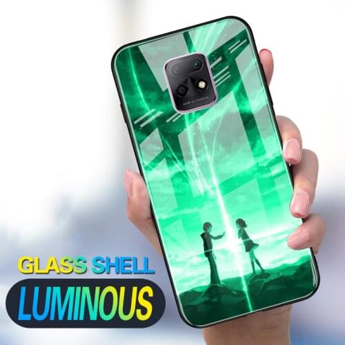 Luminous Tempered Glass Case For XiaoMi Redmi S2 7 7A 8A 10X Shine Bag Case Back Cover For Redmi K20 K30 Pro